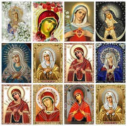 AZQSD Diamond Painting Virgin Mary Religious Icon pictures 5d Diy Embroidery Portrait Mosaic Gift Cross Stitch Kits