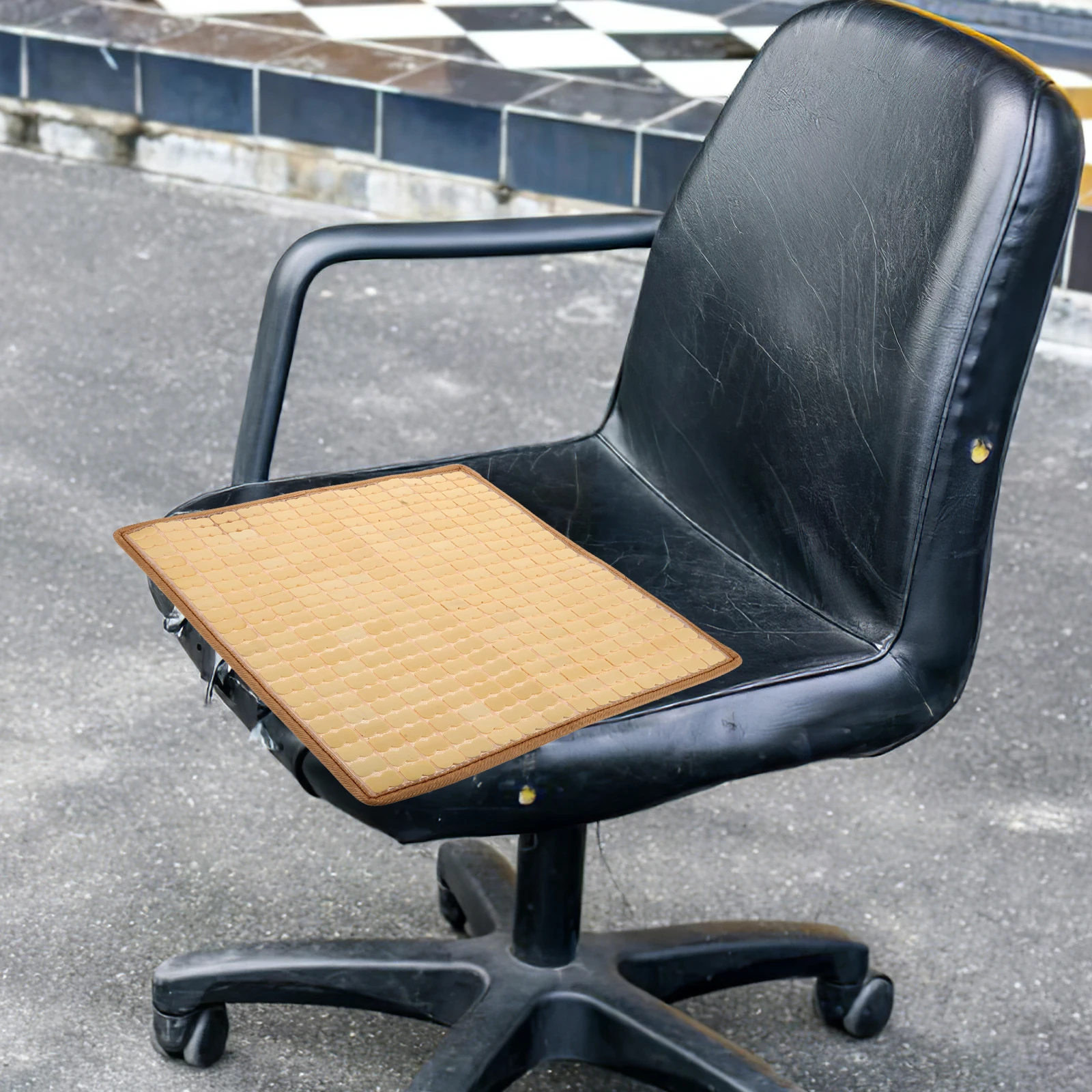 

Mat Cushion Car Seat Back Cooler Pad Inflatable Cooling Beige Bamboo Chair Cushions Office