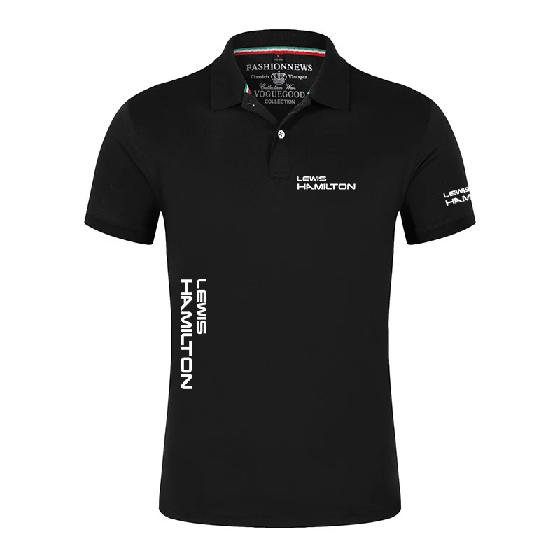 2025 new F1 driver lewis hamilton digital 44 POLO shirt summer short sleeve cost-effective shirt Joker daily button top.