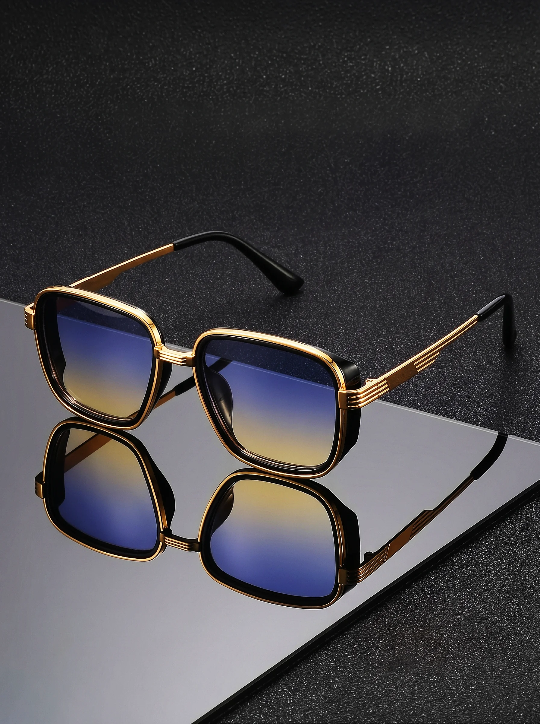 VIOLA MAG Retro Square Sunglasses Unisex, Vintage Sunglasses, Fashionable Oversized Sunglasses with Free Storage Case image 3
