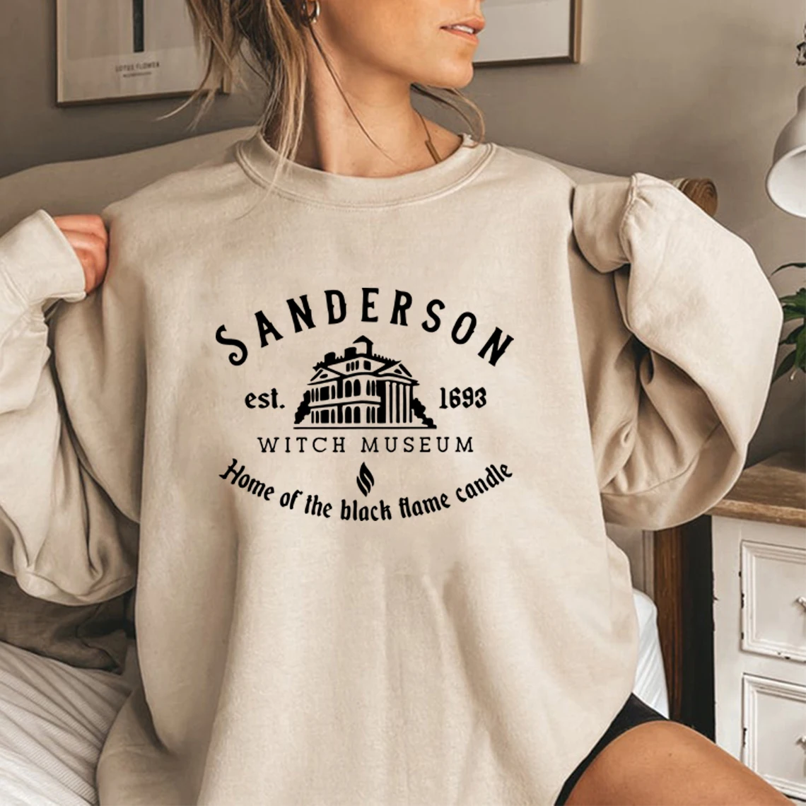 

Sanderson Witch Museum Sweatshirt Halloween Sanderson Sister Hoodie Unisex Sweatshirts Black Flame Candle Sweatshirt Pullovers