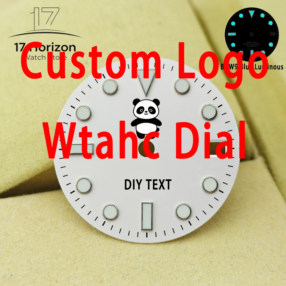 Uhrenzifferblätter mit individuellem Logo, NH35, 28,5 mm, für NH35 NH36, blaue Leuchtzeiger, Zifferblatt mit Kalender, personalisierte Uhr, NH35-Zifferblatt, Zubehör