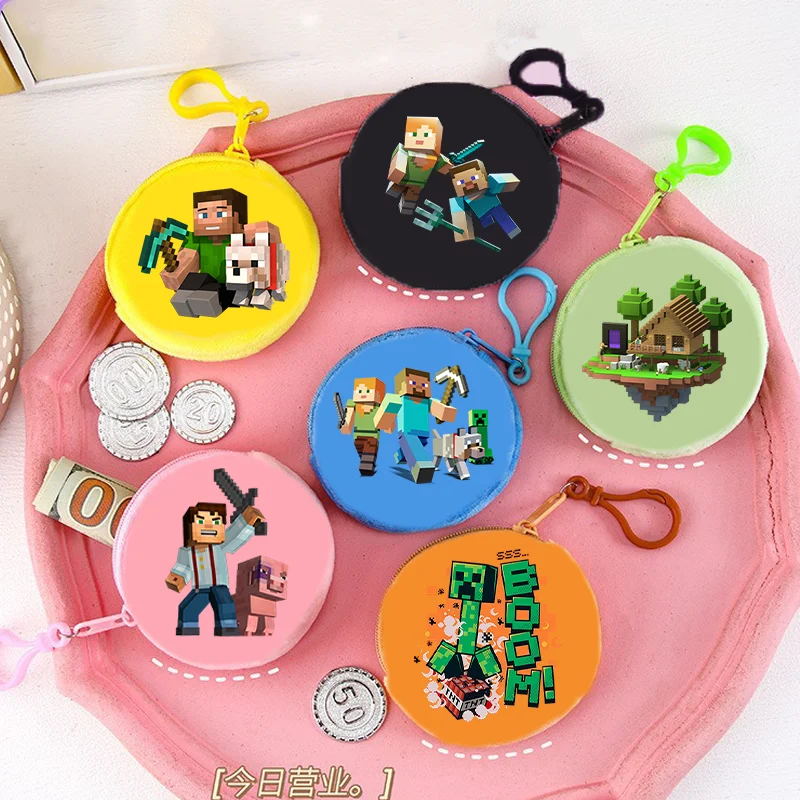 Monedero de Minecraftes Pixels para Niños, Mini Cartera Kawaii de Anime, Bolsa Divertida para Auriculares, Colgante de Moda para Mochila, Regalos de Cumpleaños