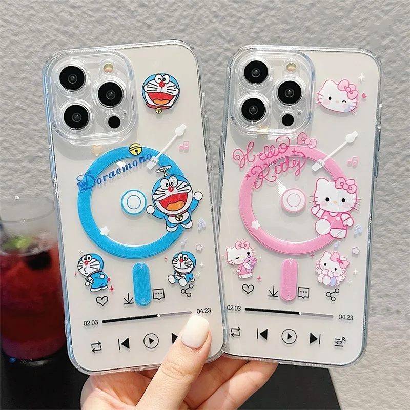 Cute Hello Kitty D-Doraemons Magsafe Magnetic Phone Case for iPhone 16 15 14 13 12 11 8 Plus Pro Max XSMax Soft Clear Tpu Cover