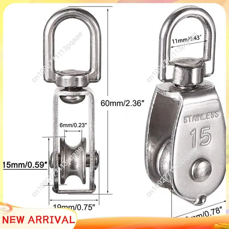 N84r 24 peças m15 bloco de polia única fio de suspensão roda de reboque giratória cabo de corda de fio rolo de polia