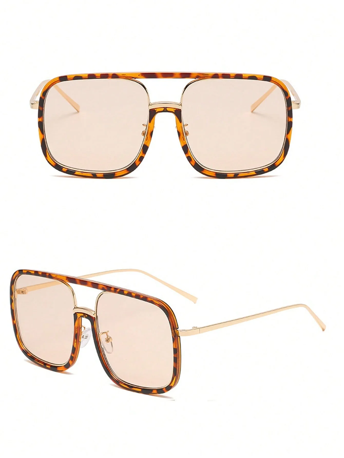 Übergroße Piloten-Sonnenbrille für Damen, Punk-Stil, große Rahmenbrille, modische Retro-Herren-Outdoor-Sonnenbrille, Box-Brille mit Leopardenmuster – Detail 7