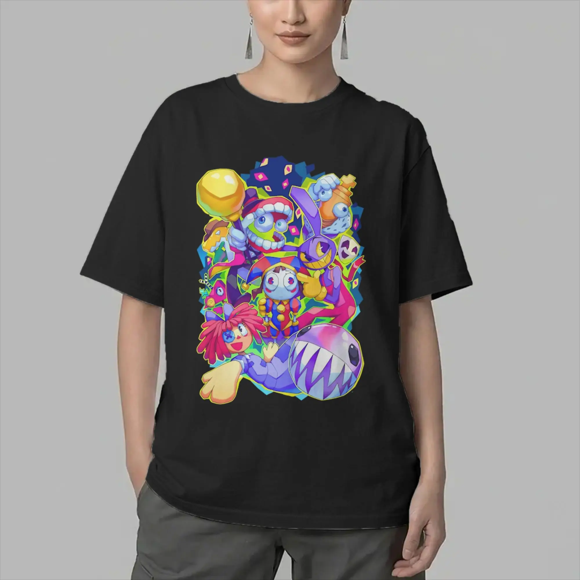 Men's T-Shirt Cartoon Digitals Circus Unique Cotton Tees Short Sleeve  T Shirts Round Neck Tops New Arrival