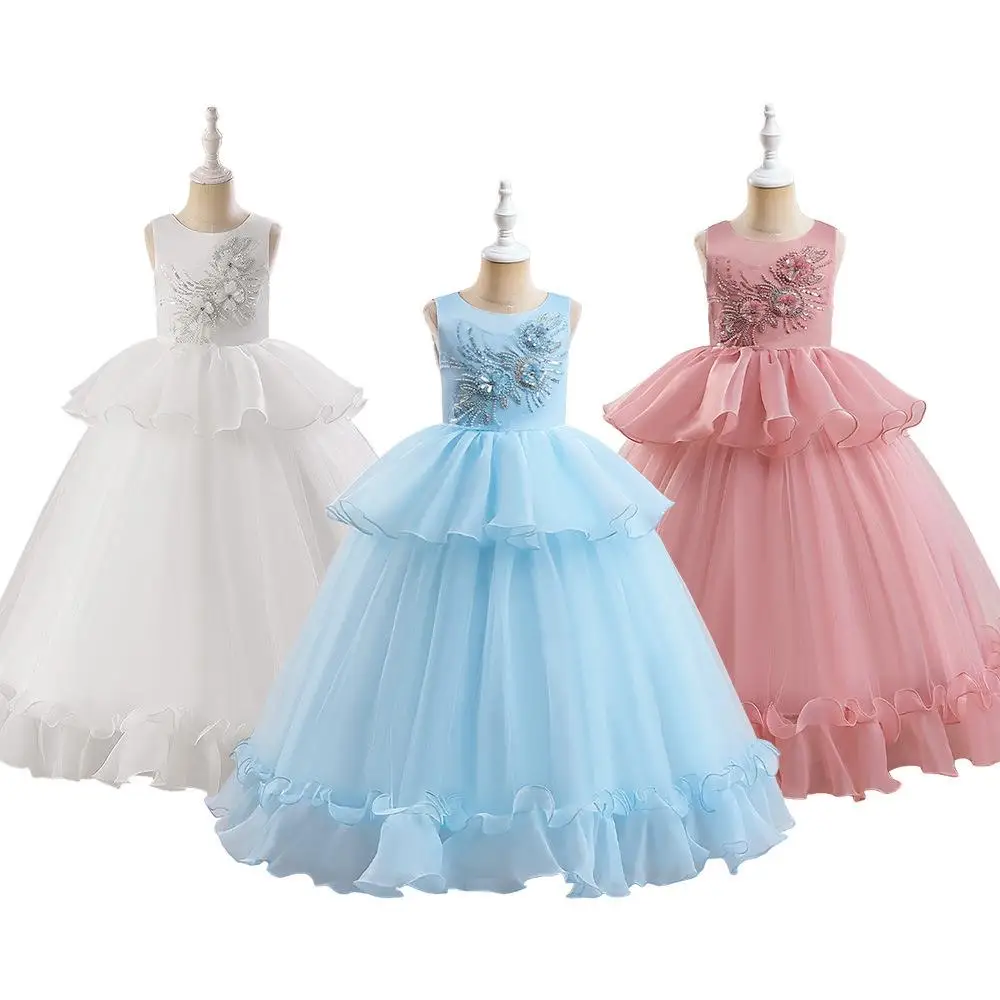 Princ Sle Saia de tule bordada infantil Dr Cross-Border estampa floral Par Dr Girls' Wedding Dr