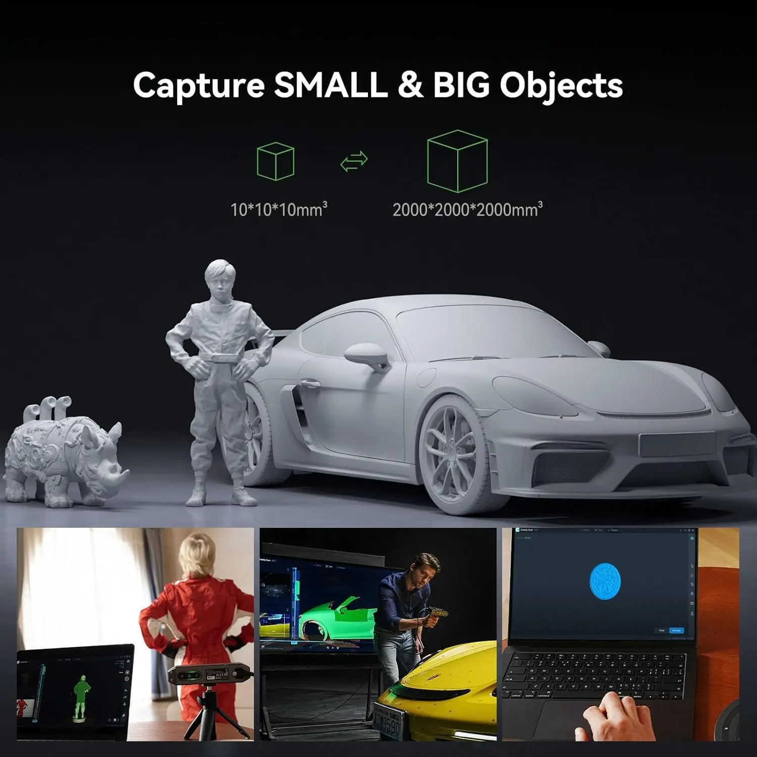 Creality CR-Scan Otter 3D Scanner for 3D Printing, Handheld 3D Printer Scanner with 4 Lens Stereo Vision 10-2000mm Range