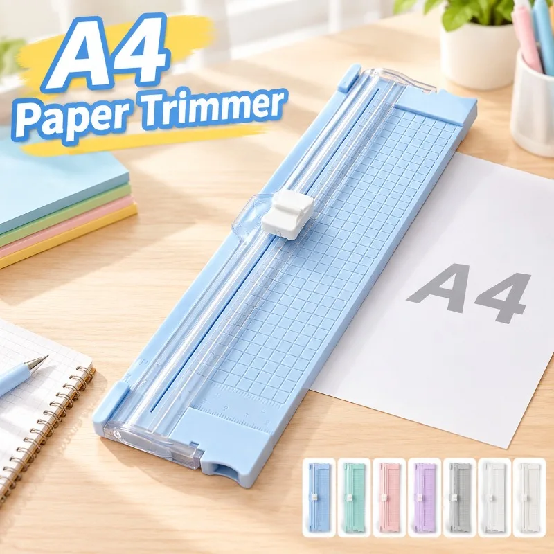 A4 Bidirectional Paper Trimmer, Portable Plastic Manual Slicer, Student Office Household Cutting Gadget, Neatly Trim Document