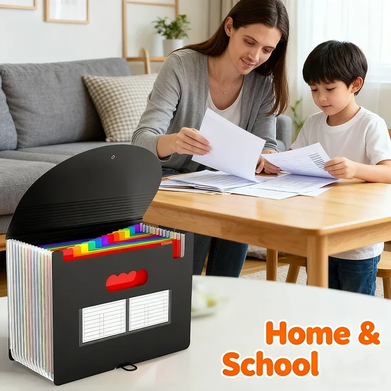 

Expanding File Organizer 13/25 Pockets Accordion Folder Portable Document Holder for Bills Receipts Paper Colorful