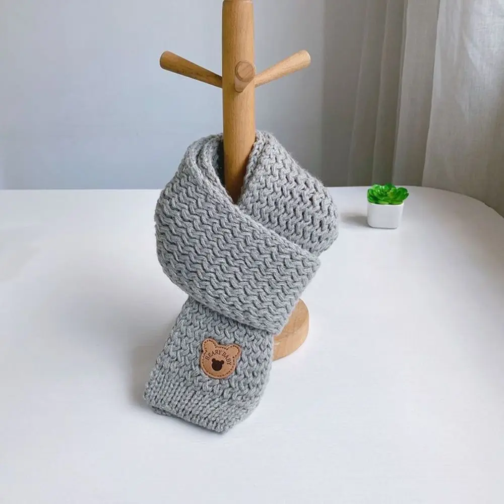 

New Autumn Winter Kids Scarf Solid Color Knitted Keep Warm Scarf Cute Knit Shawl Kid
