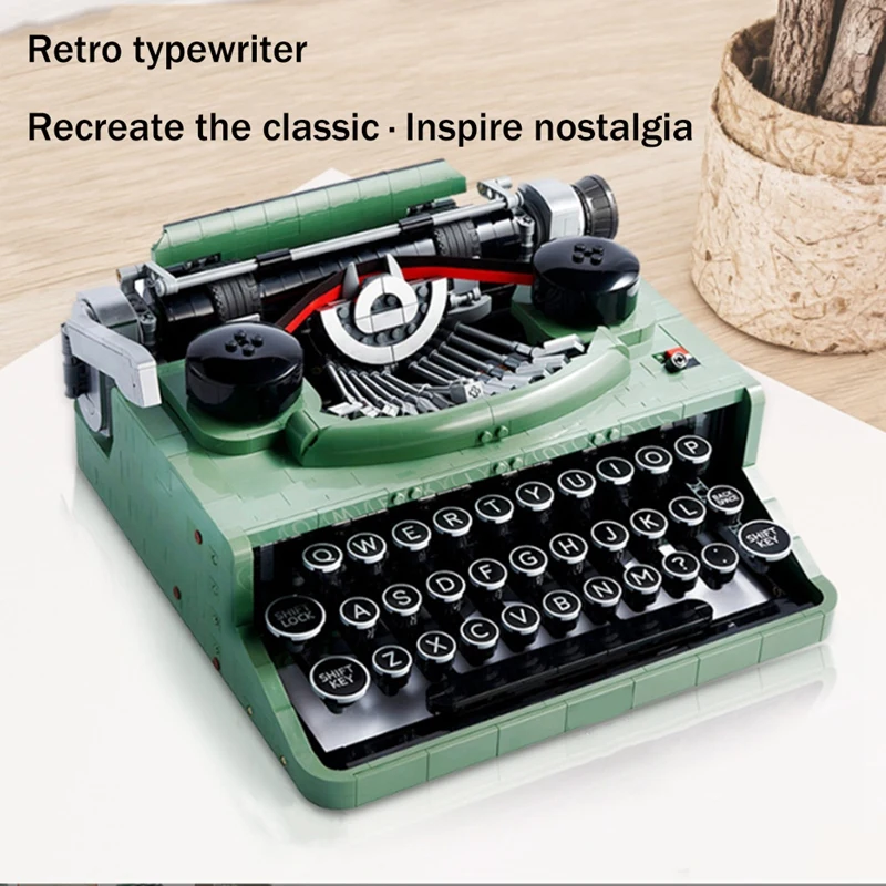 Retro Typewriter Blocks Brick Marking Machine Keyboard Over 12 Years Old Kids Writing Machine Gift Toy Compatible 21327