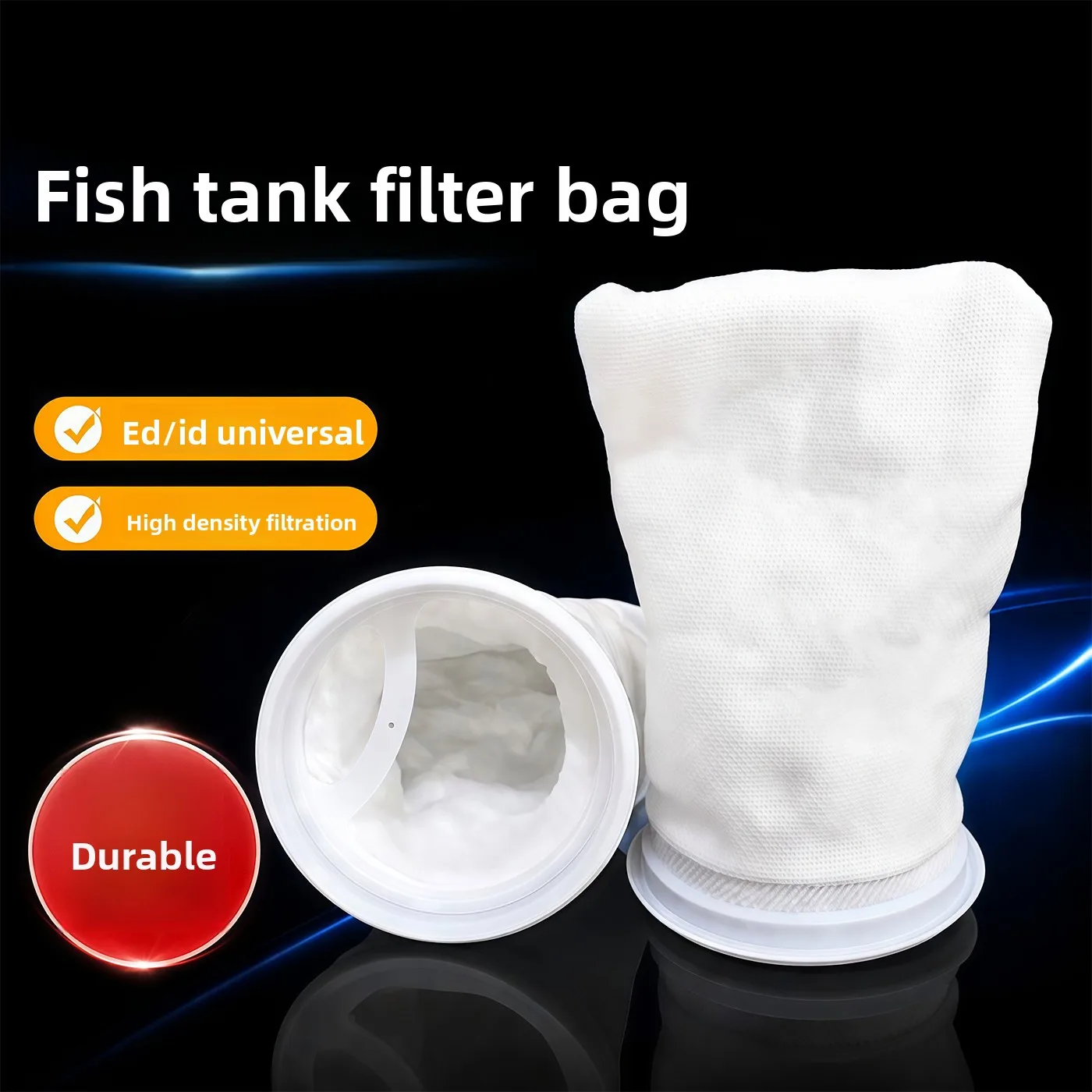 3‑Pack Encrypted Thickened Nano Fish Tank Filter Socks, Filter Cotton Bracket Mesh Bag for Saltwater Aquarium Purification view 2