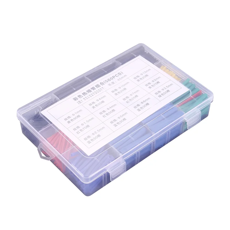 

BAAJ-560Pcs Термоусадочная трубка Изоляционная термоусадочная трубка Автомобильный электрический кабель в ассортименте