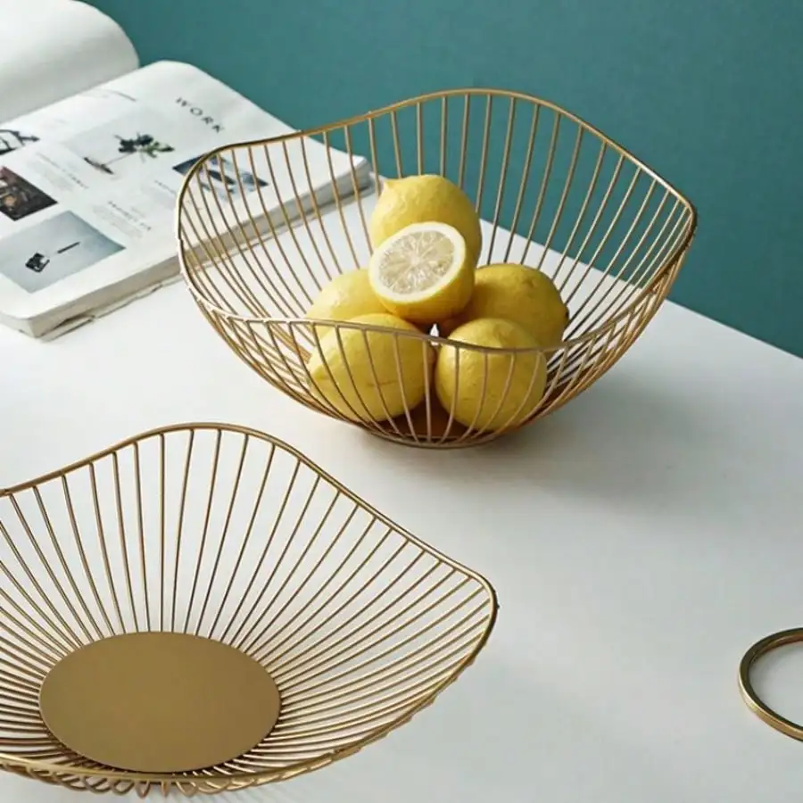 

Iron Fruit Basket, Anti-Rust & Breathable Snack Bowl - Kitchen Storage Organizer Rack, Can Hold Fruits And Packaged Snacks, Also Suitable For Living Room Or Kitchen