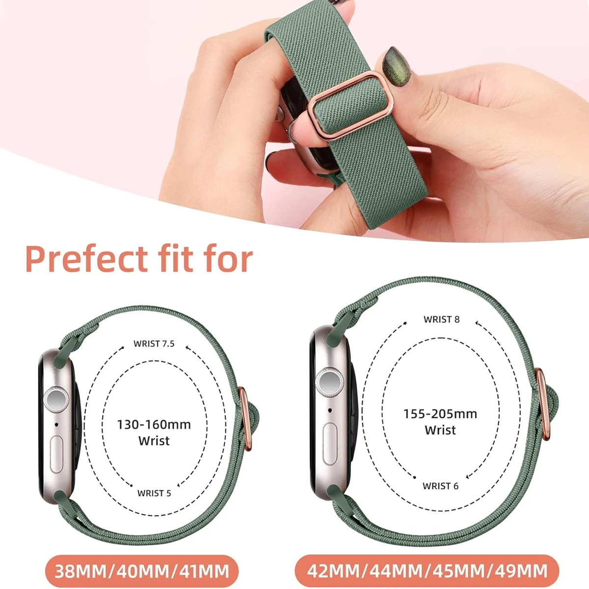 3 Stück Nylon-Armband für Apple Watch Ultra Band 38mm 40mm 41mm 42mm 44mm 45mm 46mm 49mm Elastisches Nylon-Armband iWatch Serie 11 10 9 – Detail 4