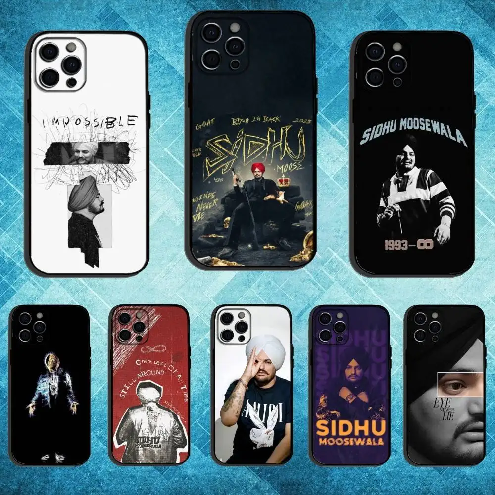 

S-Sidhu Moose Wala Phone Case For iPhone17,16,15,14,13,12,11 Plus,Pro Max Soft Black Cover
