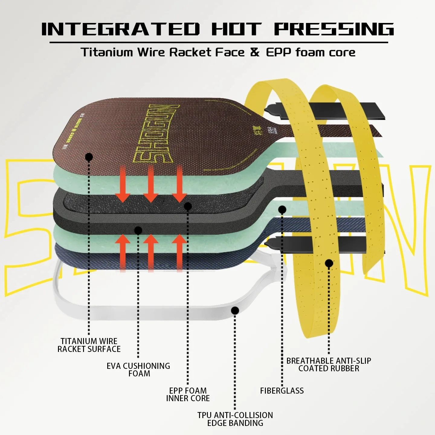 General Titanium Wire Hot-Pressed Integrated PEAK Paddle T700 Carbon Fiber Tournament-Level Pickleball Racket