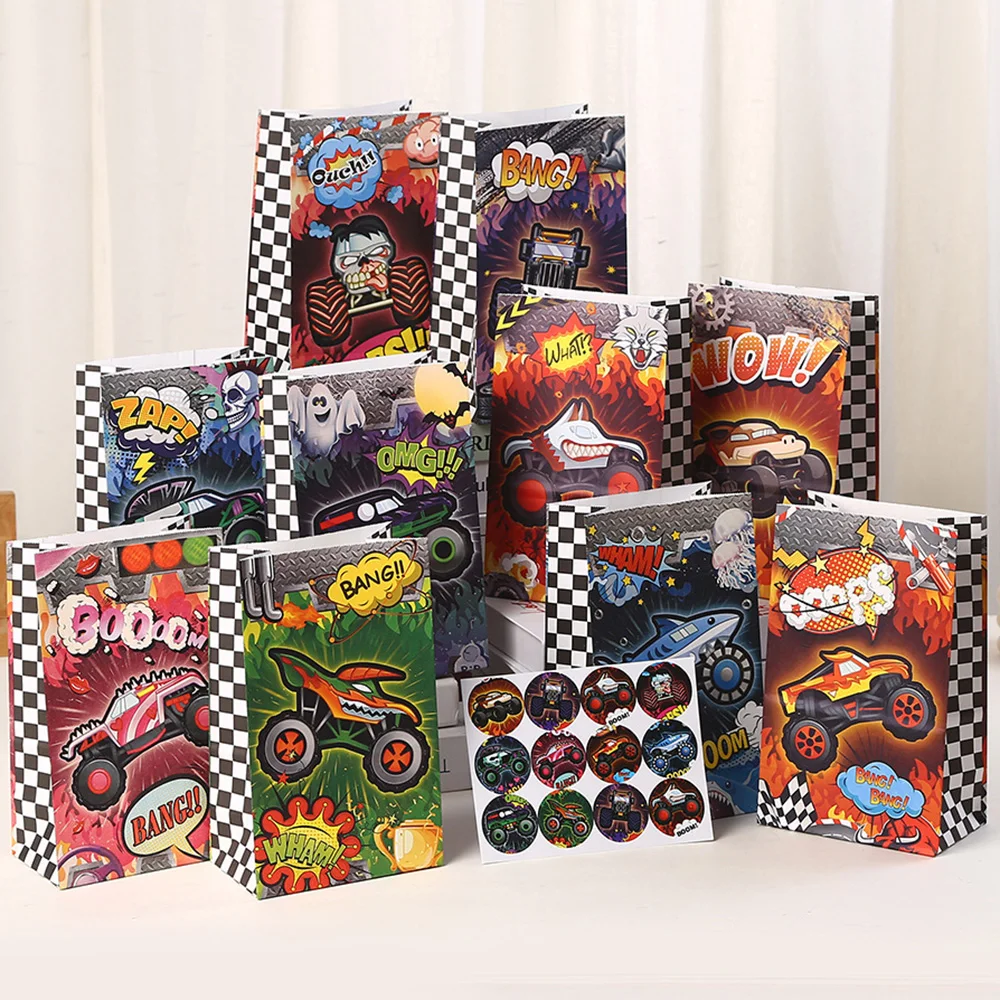 Monster Truck Birthday Gift Bags Monster Truck Party Favors Treat Candy Bags Racing Theme Birthday Decorations Supplies