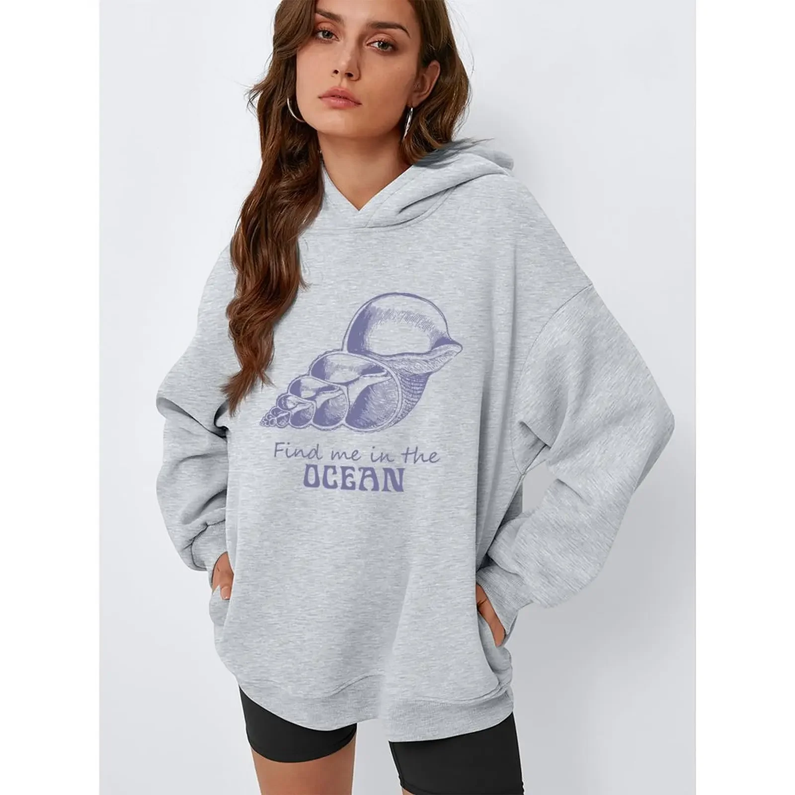 

Women's Sweater Hoodies Sweatshirts Velvet Winter Casual Spray-painted Print Colorful Long Sleeve Pullovers Autumn Woman Clothes