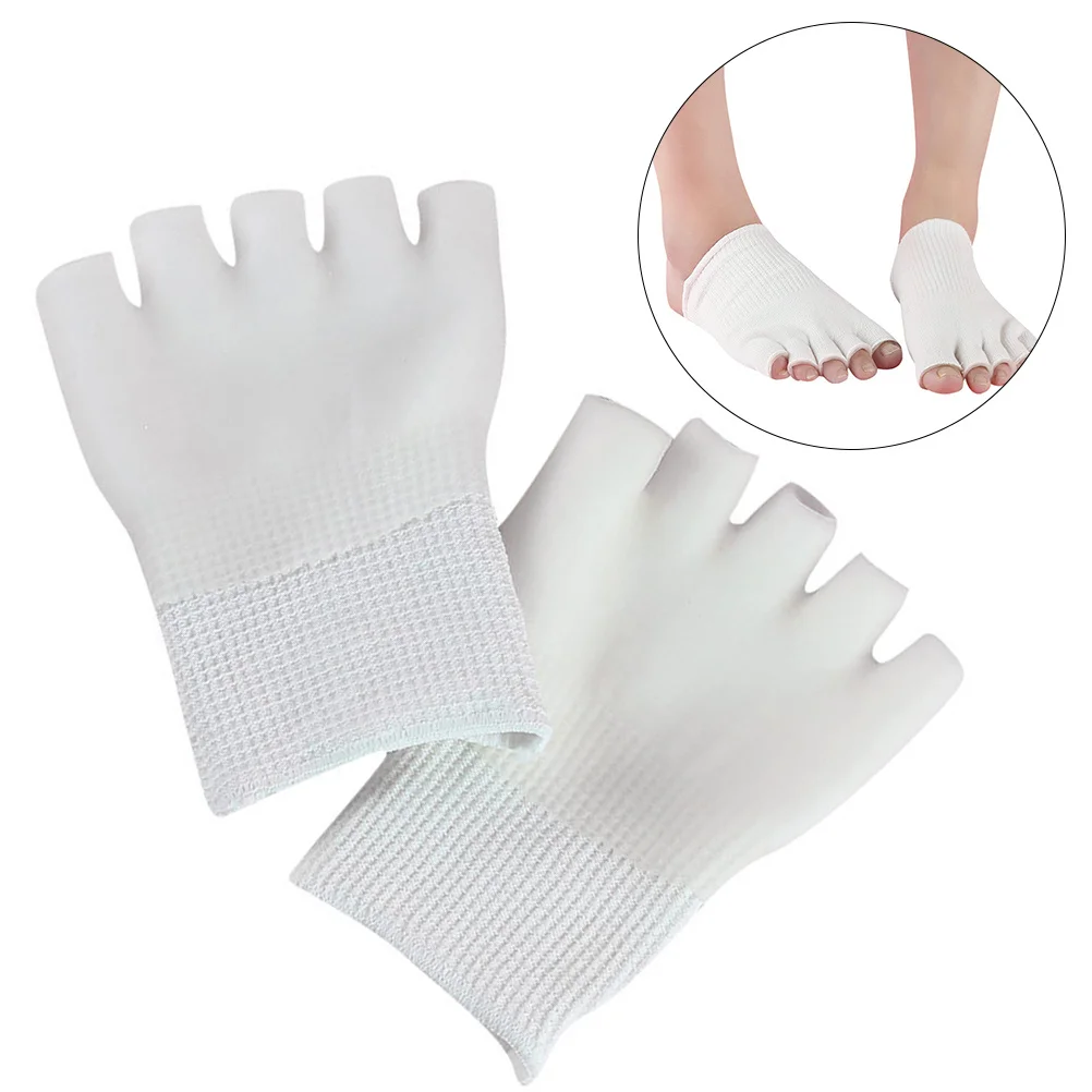 1 paire de chaussettes hydratantes en Gel à 5 orteils pour femmes, en coton à bout ouvert, extensibles et antidérapantes, chaussettes de récupération de Spa, outil de soins des pieds pour dames