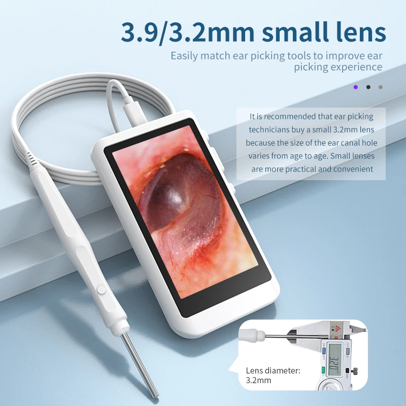 HD 3.9/3.2mm  4.5 Inch 500W  LCD Screen Ear Scope EndoscopeEar Wax Clean Otoscopy Camera Ear Endoscope Clean Mini Camera