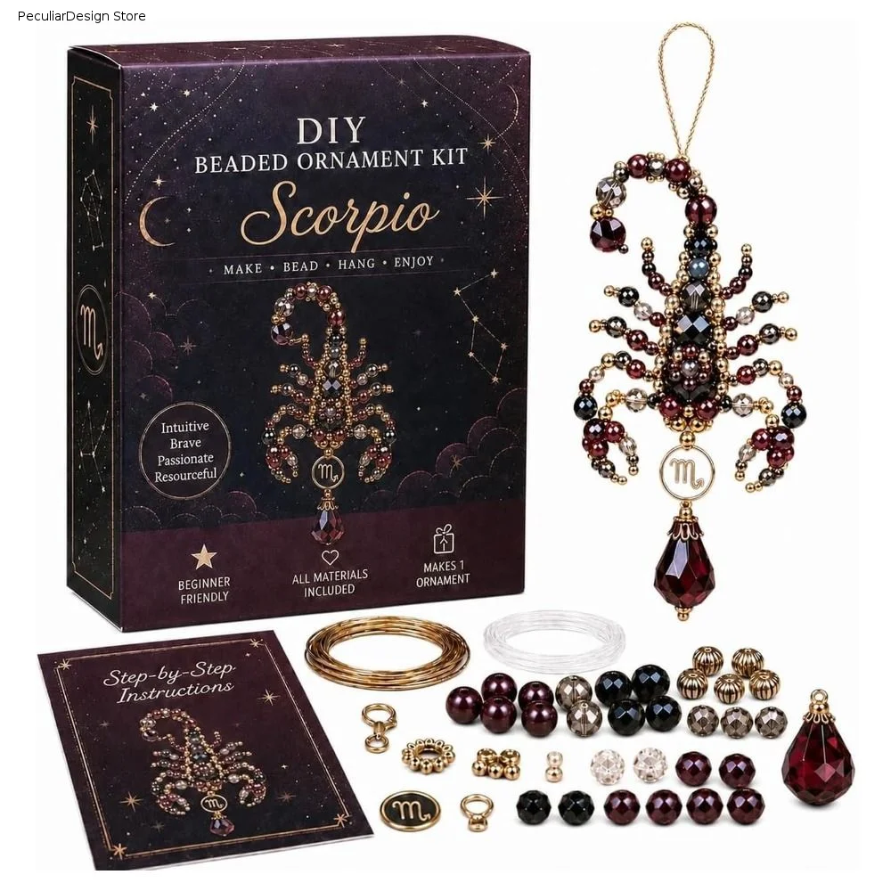 Handmade DIY Beaded Pendant Kit Creative Craft Light Luxury 12 Zodiac Ornament Making Kit Interaction Hanging Decor