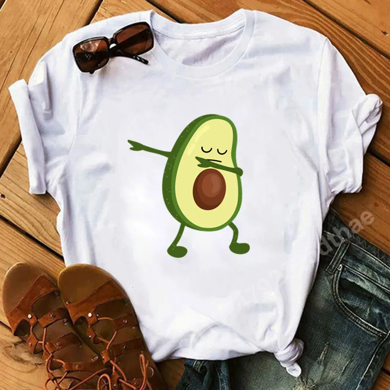 Avocado Women T Shirt Kawaii Cartoon Clothing Casual 90s Tees Harajuku Graphic Female Oversized Short Sleeve T-shirt Y2k Tops