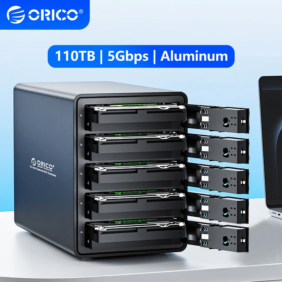 ORICO 2/4/5베이 하드디스크 엔클로저 3.5인치 HDD 도킹 스테이션 SATA USB 3.0 HD 외장 케이스 110TB 확장 저장 장치 툴프리