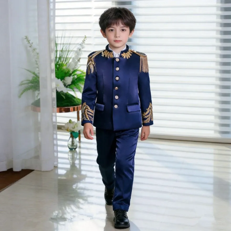 Wedding Birthday Party Host's Piano Performs a Walk Show Tuxedo Boys Blazer Sets A4809 Vestidos New Children's Suits
