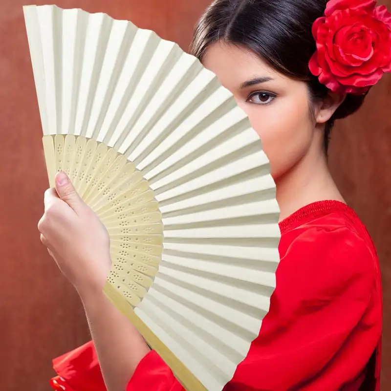 Chinese Style Hand Held Fan Bamboo Silk Folding Fan Party Wedding Decor Performance Yarn Fan Folding Fan Decorations