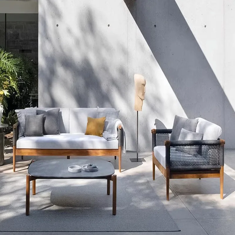 

Customizable outdoor teak sofa