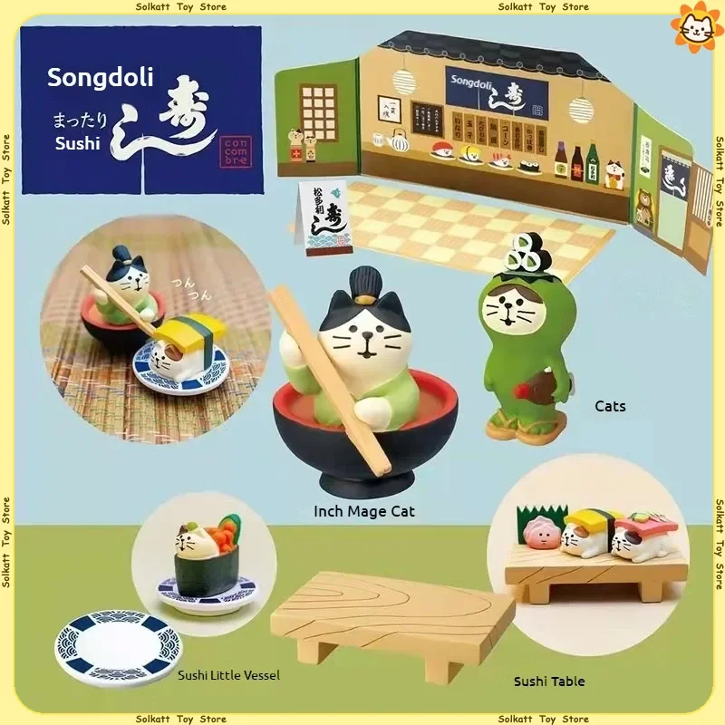 Sushi Restaurant Zakka Cat Japanese Style DIY Cartoon Foods Toys Miniatures Home Decoration Desktop Resin Crafts Small Ornaments