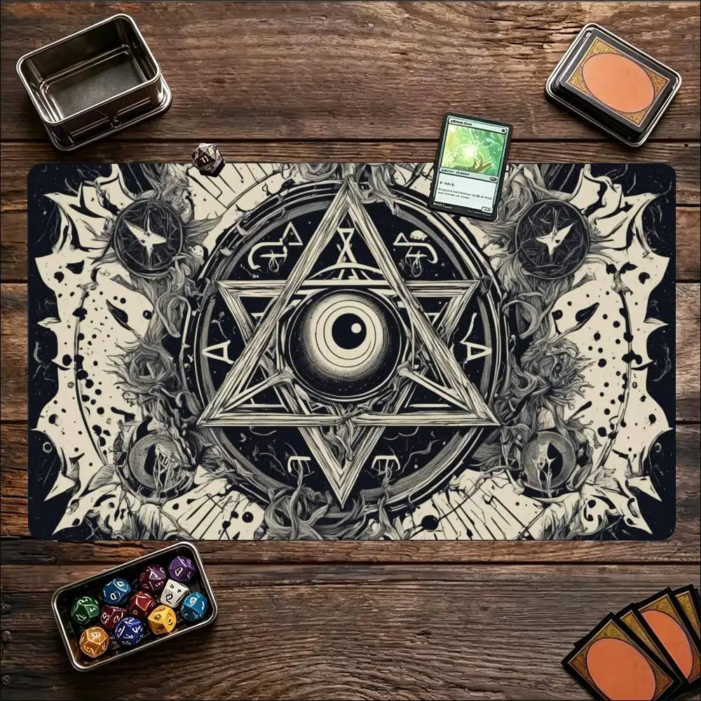 Mystical All Seeing Eye Playmat Rose Occult Large Gaming Desk Mat Extended Mouse Pad for Witchy Gothic Desk Decorations