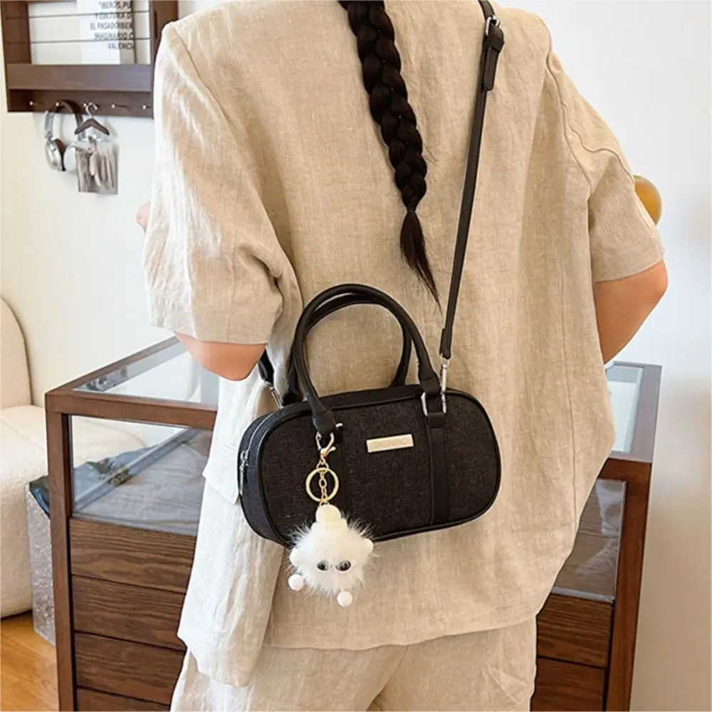 Casual Large Capacity Small Square Bag Canvas Oval Handbag Crossbody Bag