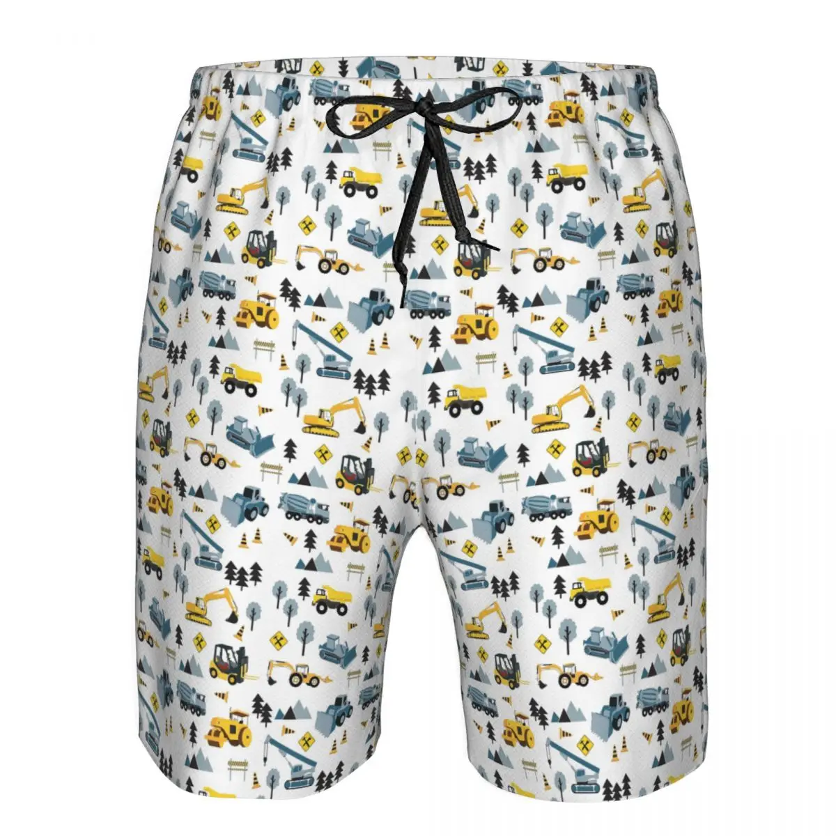 

Blue Construction Trucks & Site Theme Pattern Trunks Beach Board Shorts Casual Quick Dry Swim Summer Men Pants