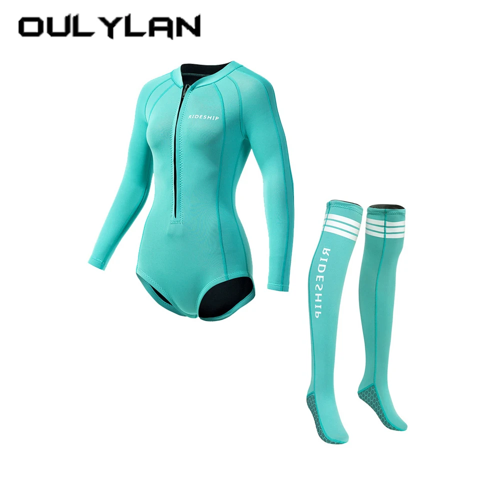 

Women 2MM Neoprene Bikini Wetsuit And Diving Stocking Long Sleeve Skin Diving Suit Sun-proof Surfing Snorkeling Swimwear