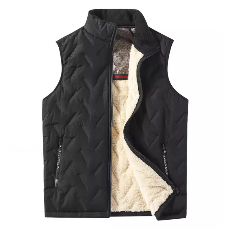 

2024 Spring And Autumn New Men's Cotton Vest Stand Collar Warm Thickened Fashion Sleeveless Vest Casual Cotton Jacket Large Size