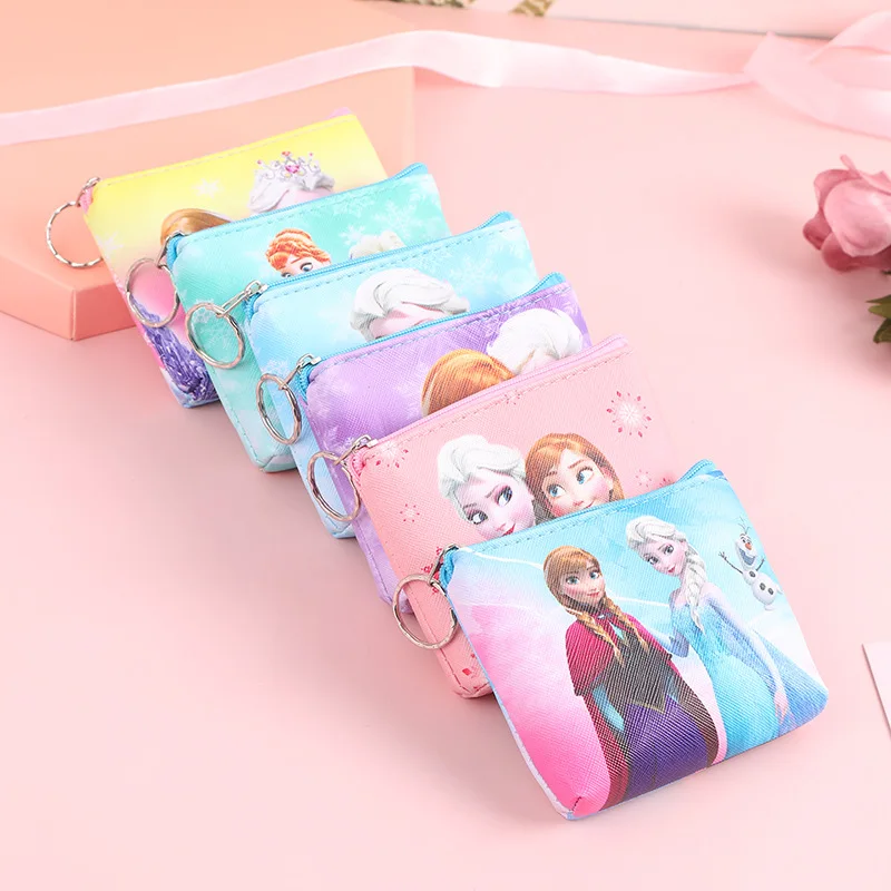 1 pieza aleatoria de carteras Disney de Elsa y Anna, monederos portátiles, bolsitas para guardar monedas, bolsitas pequeñas para guardar monedas, auriculares, con diseño de dibujos animados lindos.