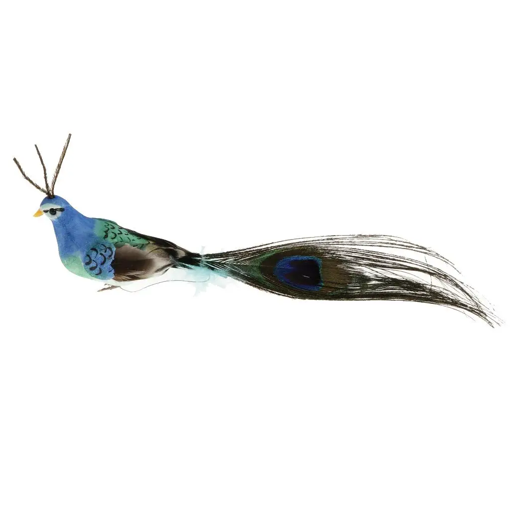 Bird Decorations Foam Feather Peacock Figurine Decorative Ornament for Outdoor Garden Use