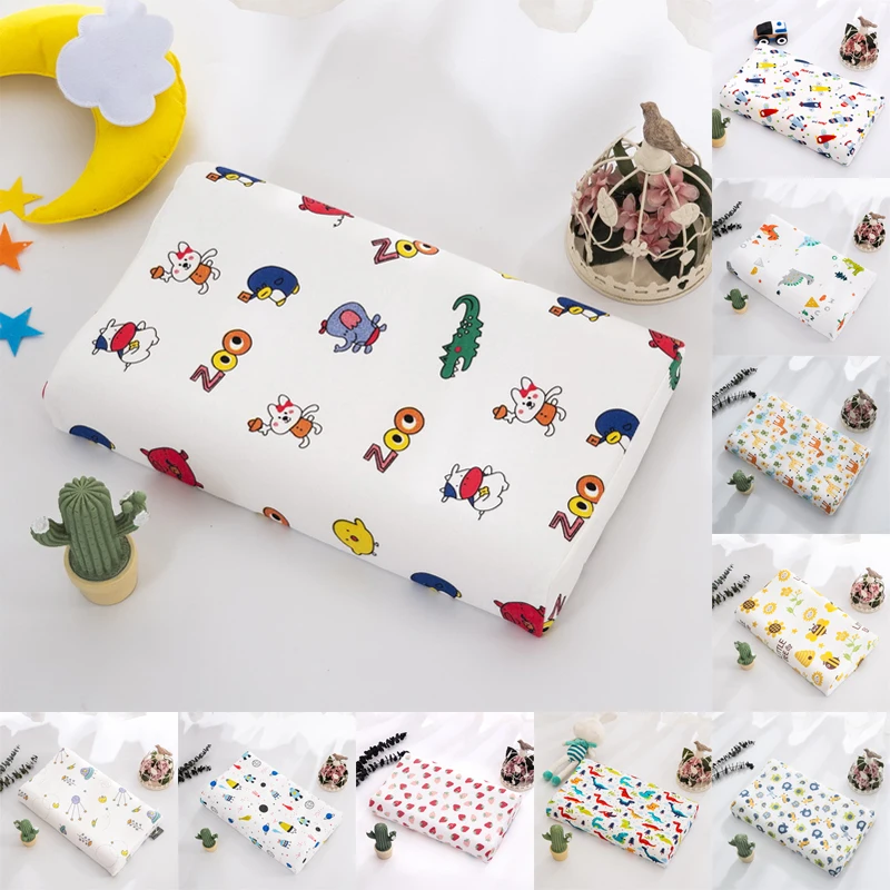 Cotton Baby Pillow Case Cartoon Kids Pillowcase Comfortable Child Latex Pillow Protector Cover Zipper 27*44cm/30*50cm