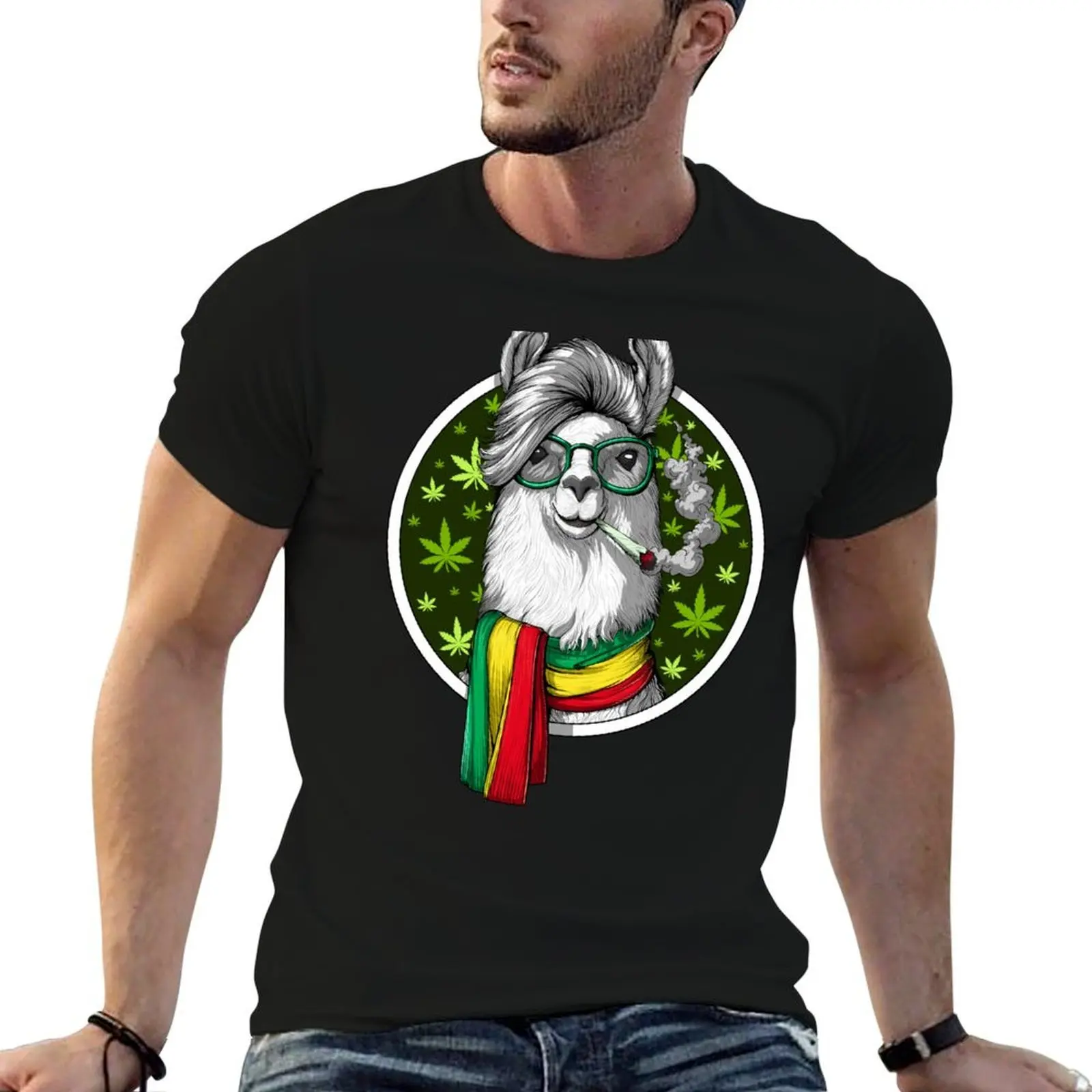 

T-Shirt for Weed casual t g man shirts Stoner print t men Smoking for t shirts man custom men shirt Llama