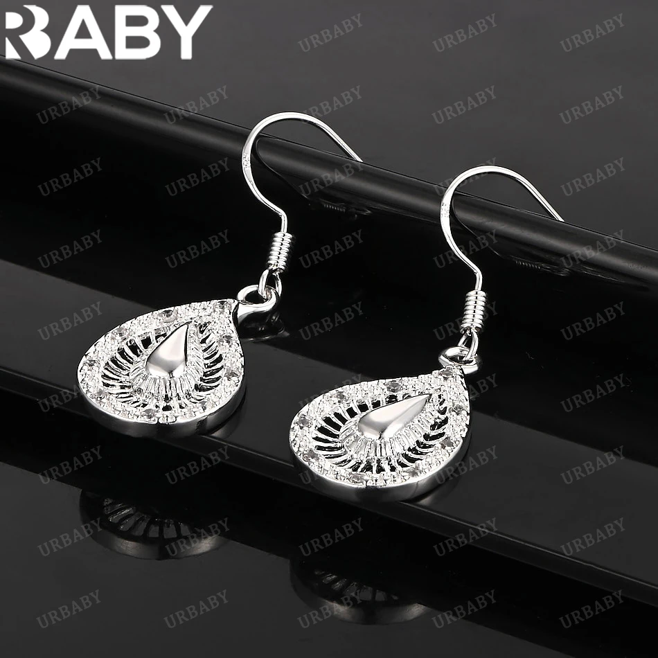 

URBABY 925 Sterling Silver Earrings Water Ellipse Drop Earrings Jewelry Fashion Party and Daily Wear
