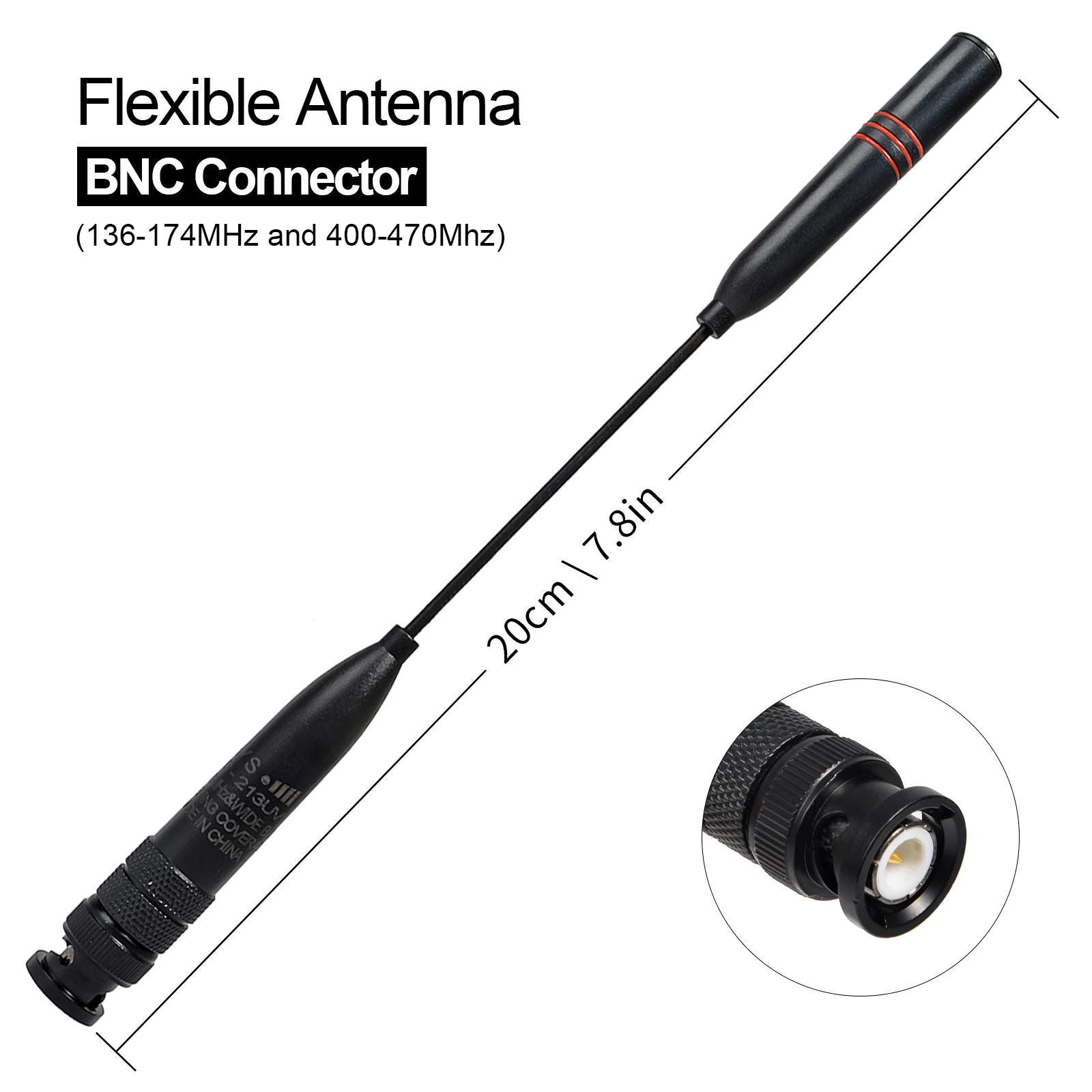 Dwuzakresowa miękka antena BNC VHF/UHF do radiotelefonów ręcznych ICOM IC-A14 IC-V8 Vertex HX300 HX320 Kenwood TK100 TK200