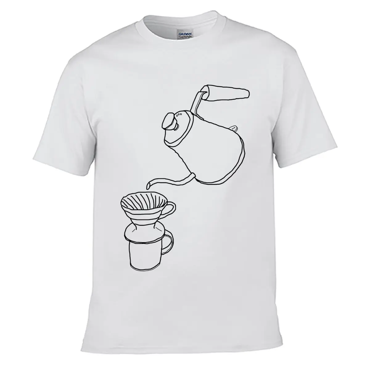 Pour Over Coffee Kettle Dripper Line Art short-sleeved T-shirt
