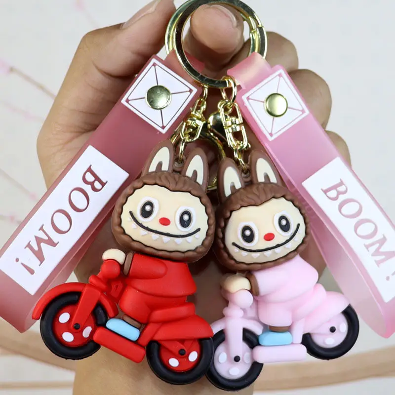 Cartoon New Cute Labubu Keychain Ins Car Backpack Doll Keychain Pendant Jewelry Holiday Gifts