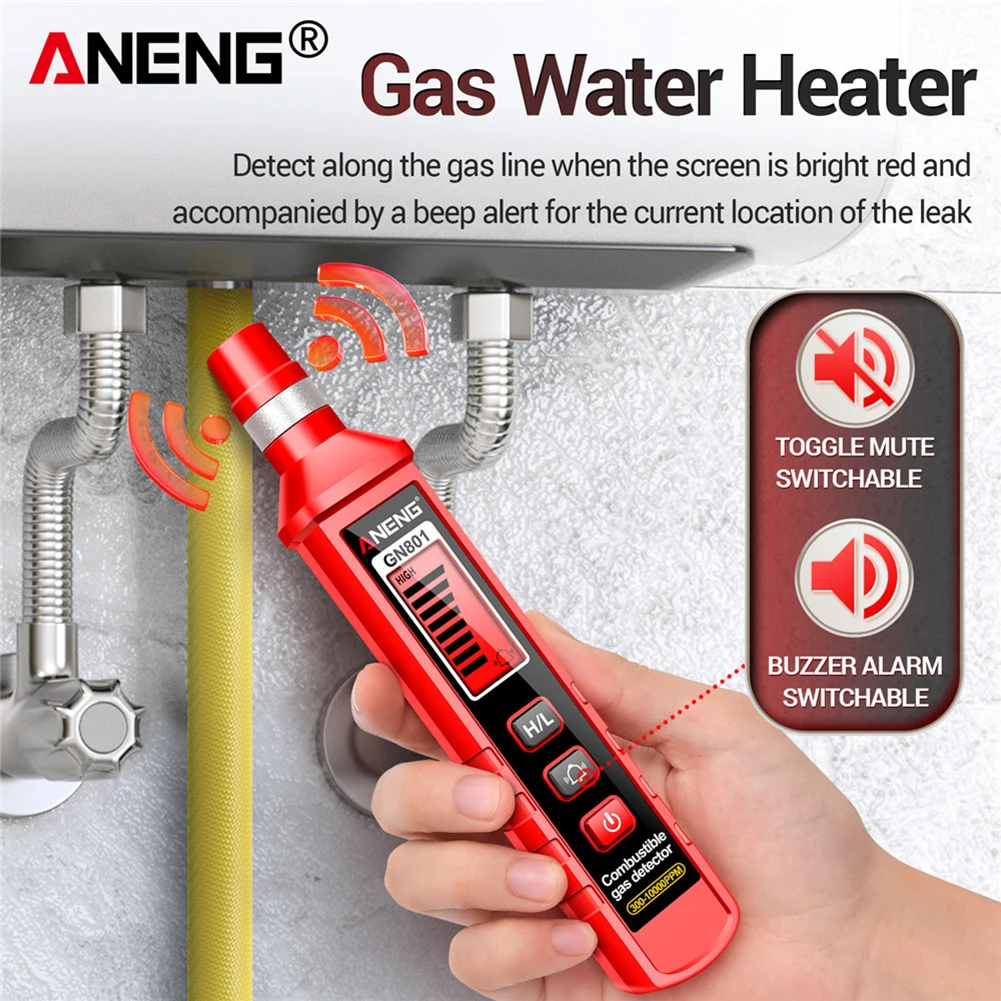 كاشف شبه موصل للغاز كاشف تسرب الغاز المحمول 300-10000PPM شم الغاز إنذار الصوت خزان الغاز أداة اختبار تسرب