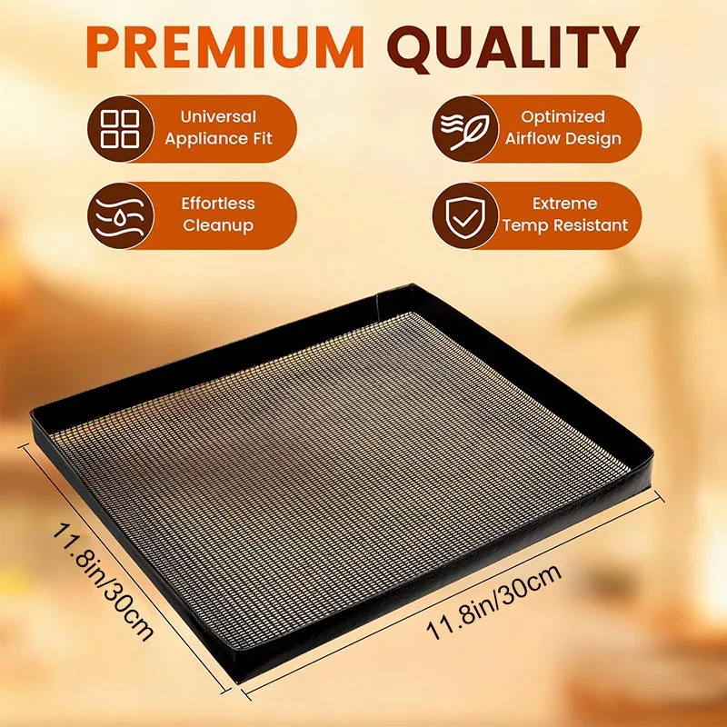 YOMEEI 1Pcs Black Not-stick Baking Mat Barbecue Basket Oven Food Basket Tray Pan Chips Heat-resistant Coating Baking Tools
