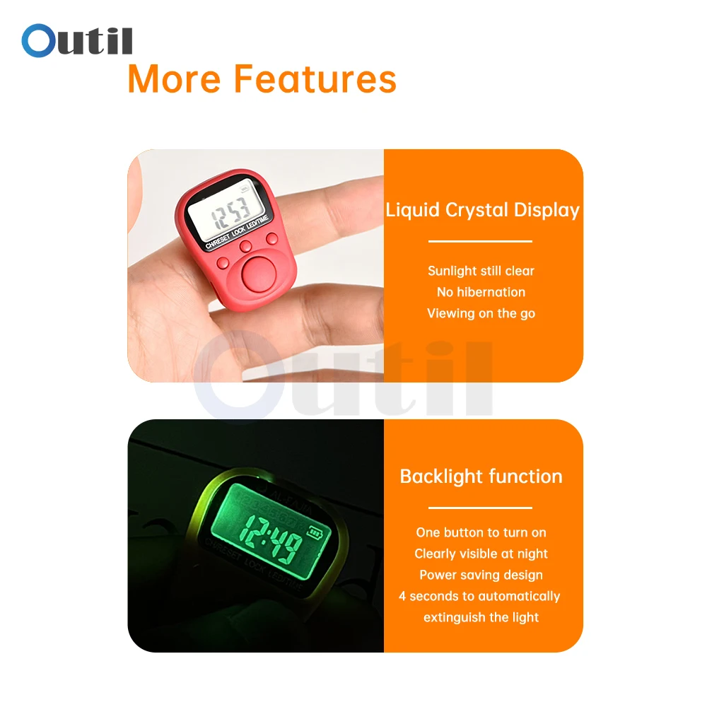 Finger Counter LED Electronic Handheld Tally Counter 7 Channels Clicker with Time Luminous Counter Ring Rechargeable Counter